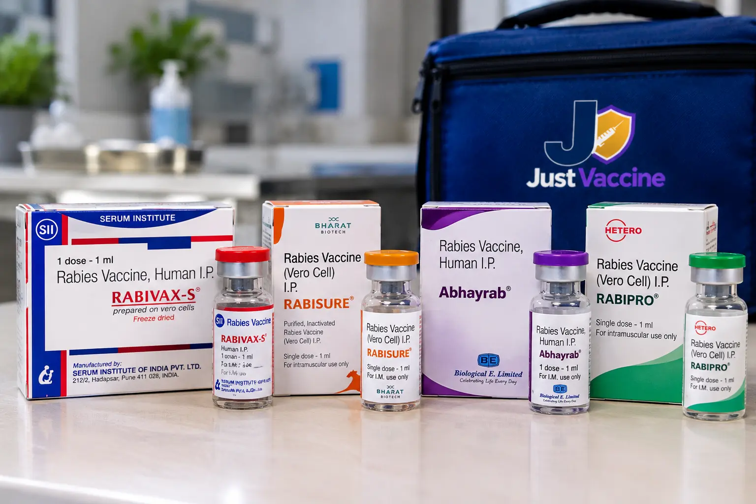 Licensed rabies vaccines available in India, used by JustVaccine